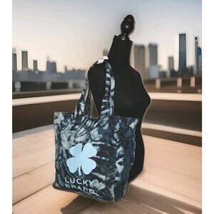 Lucky Brand Blue Tye Dye Canvas Tote 15x12x4.5
